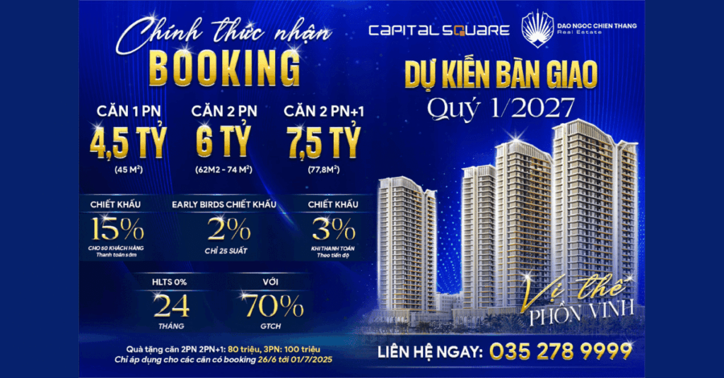 Mở Bán Căn Hộ Ven Sông Hàn Giá Tốt - Capital Square Đà Nẵng